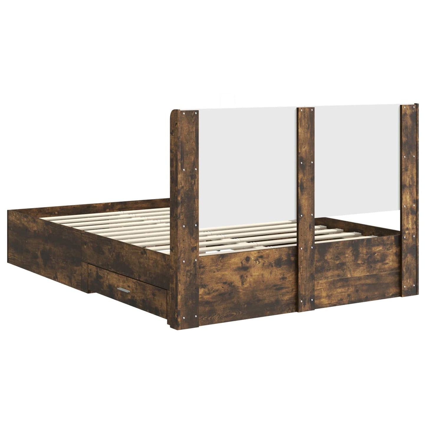 Bed Frame with Storage and Headboard Smoked Oak Engineered Wood