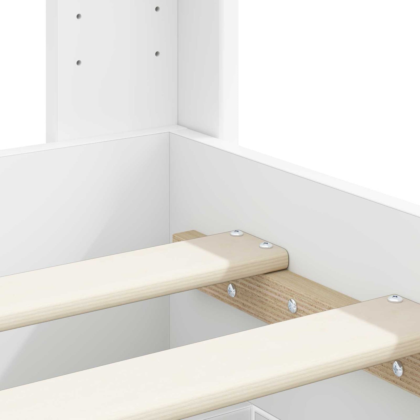 Bed Frame with Storage and Headboard White Engineered Wood