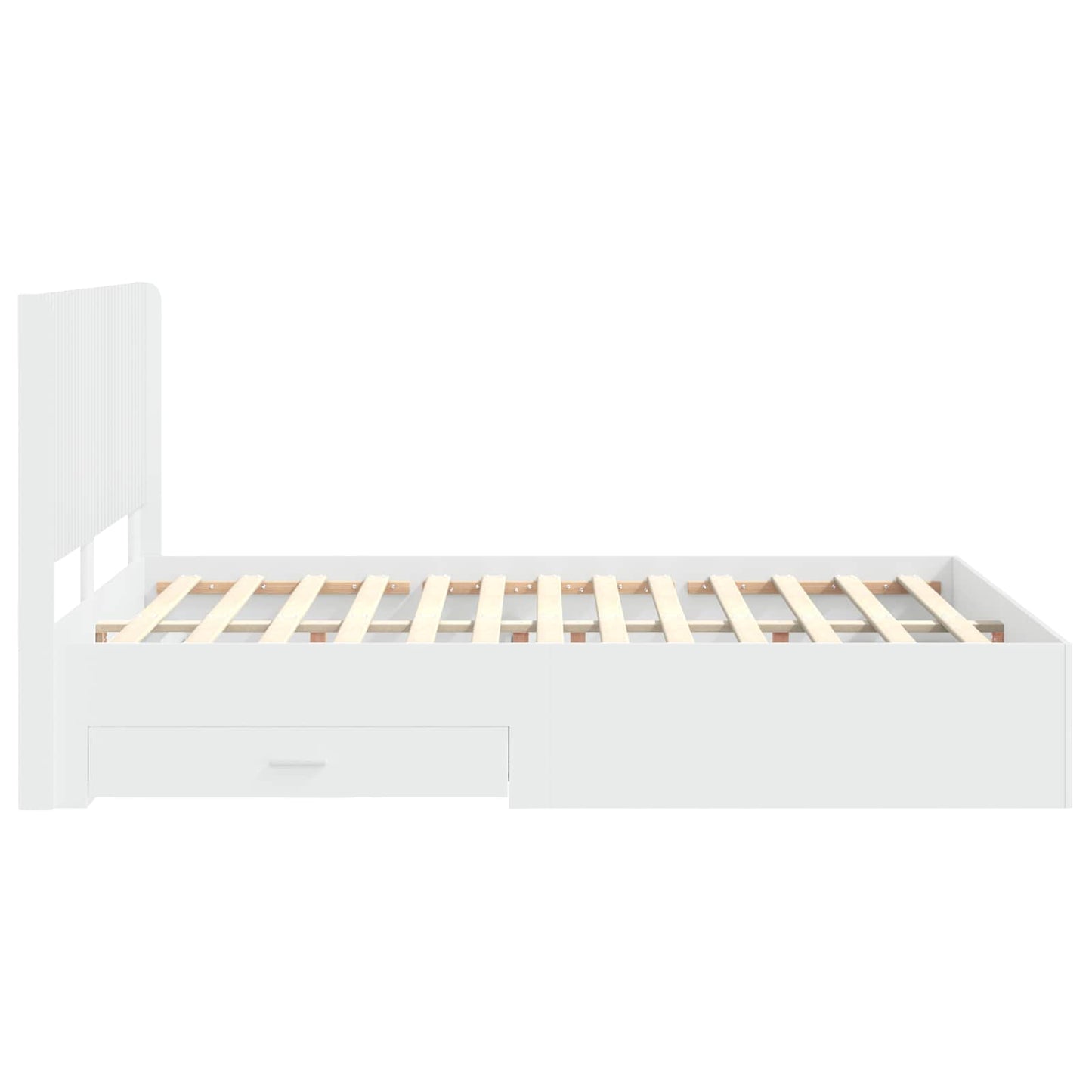 Bed Frame with Storage and Headboard White Engineered Wood