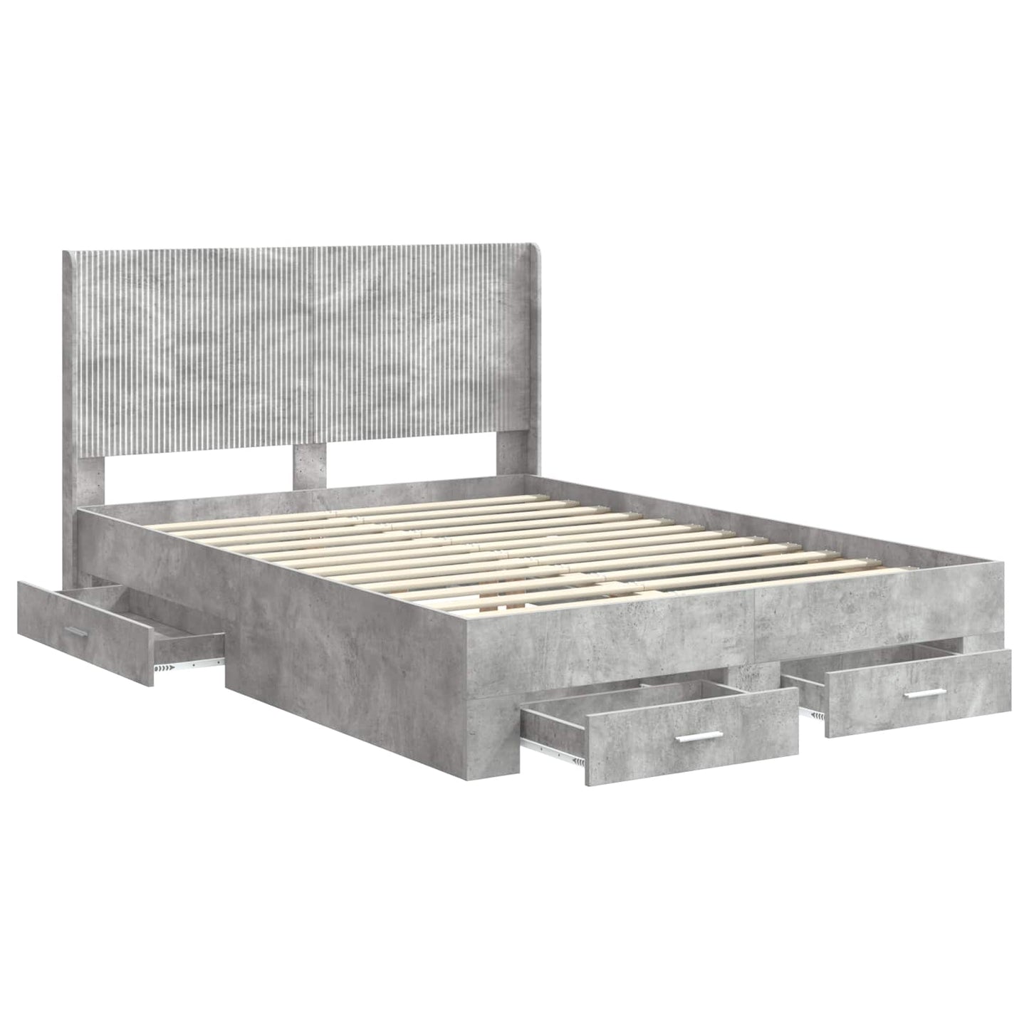 Bed Frame with Storage and Headboard Concrete Grey 140 x 200 cm