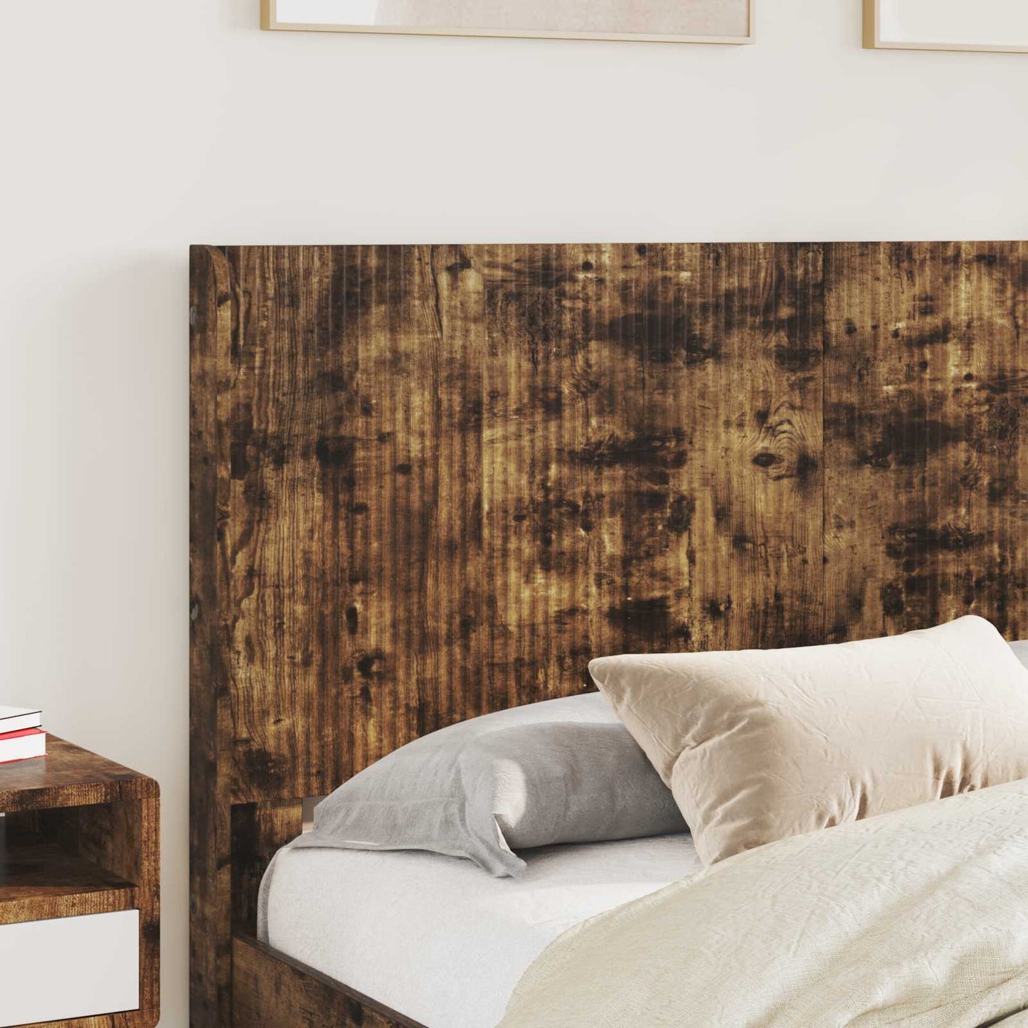 Bed Frame with Storage and Headboard Smoked Oak Engineered Wood