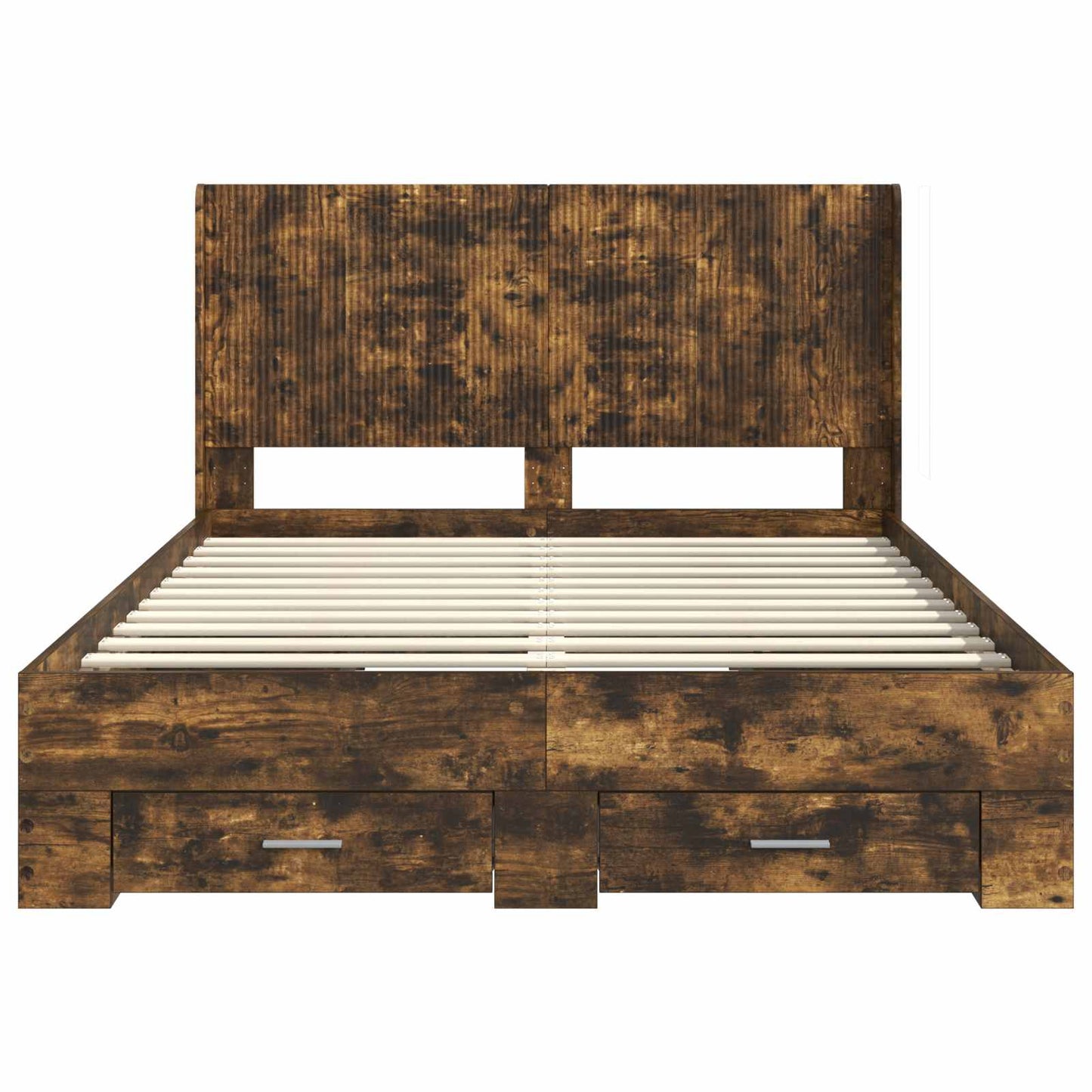 Bed Frame with Storage and Headboard Smoked Oak Engineered Wood