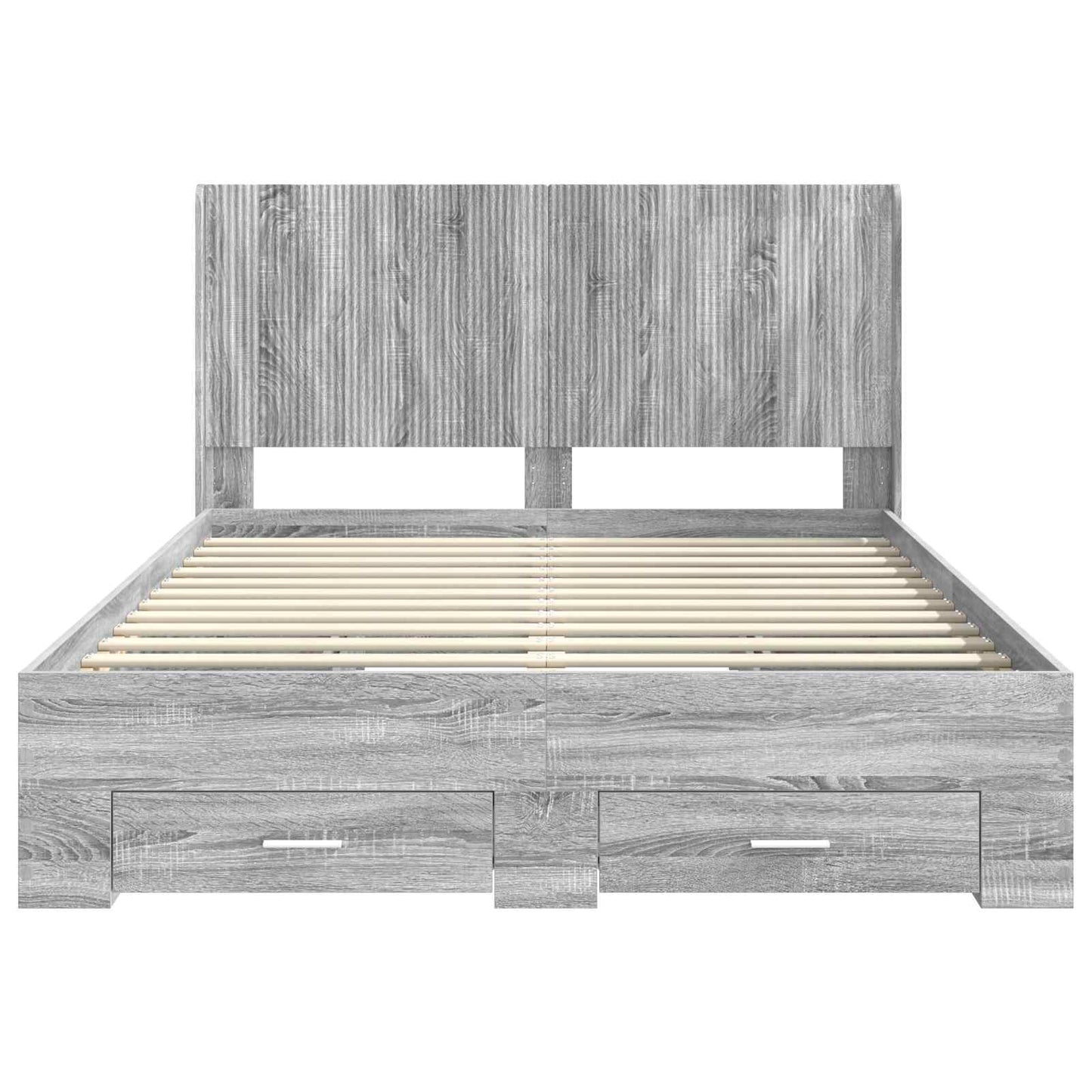 Bed Frame with Storage and Headboard Grey Sonoma