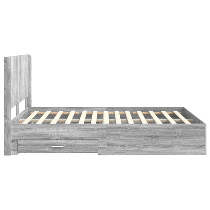 Bed Frame with Storage and Headboard Grey Sonoma