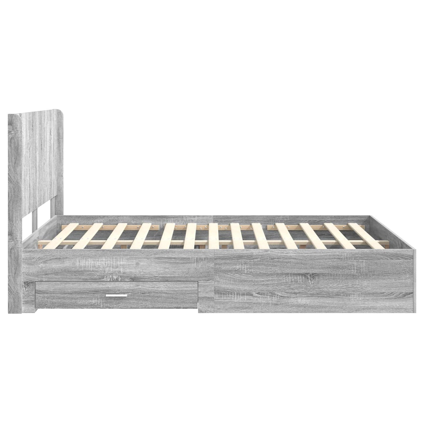 Bed Frame with Storage and Headboard Grey Sonoma