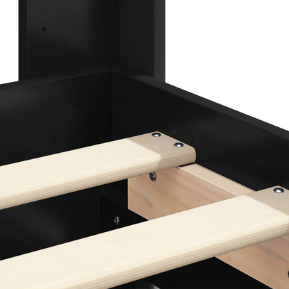 Bed Frame with Storage and Headboard Black 135 x 190 cm