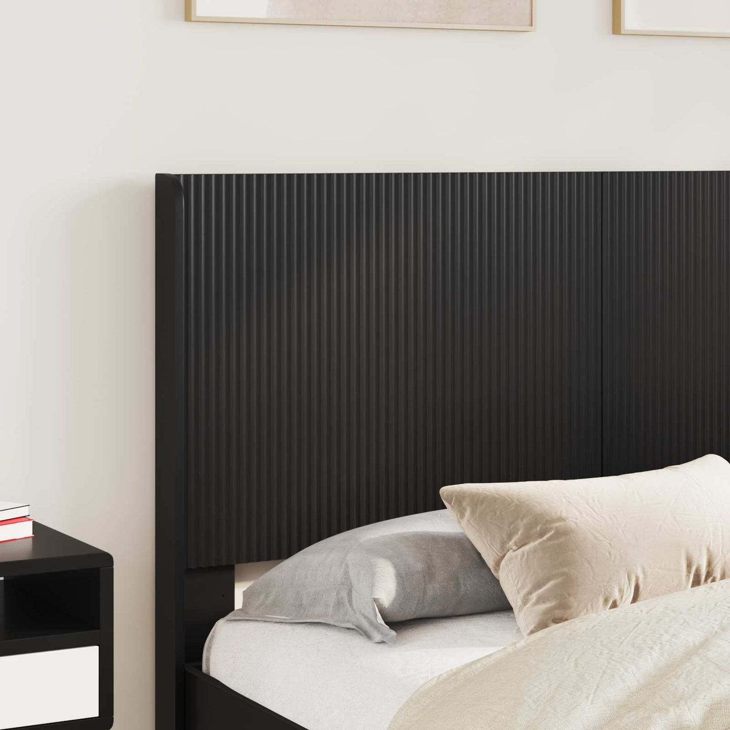 Bed Frame with Storage and Headboard Black 135 x 190 cm