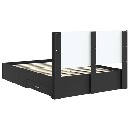 Bed Frame with Storage and Headboard Black 135 x 190 cm