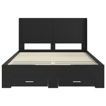 Bed Frame with Storage and Headboard Black 135 x 190 cm