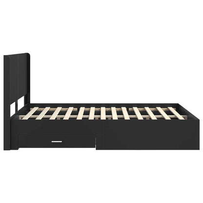 Bed Frame with Storage and Headboard Black 135 x 190 cm