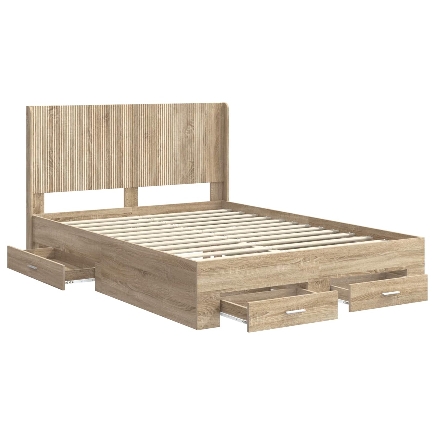 Bed Frame with Storage and Headboard Sonoma Oak Engineered Wood