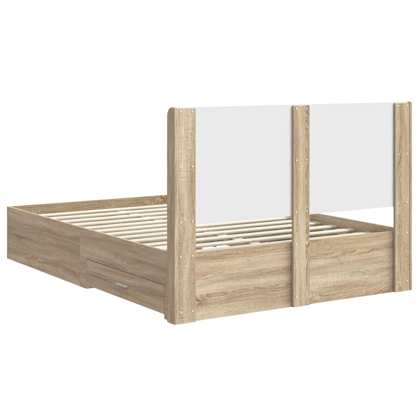 Bed Frame with Storage and Headboard Sonoma Oak Engineered Wood