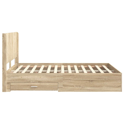 Bed Frame with Storage and Headboard Sonoma Oak Engineered Wood