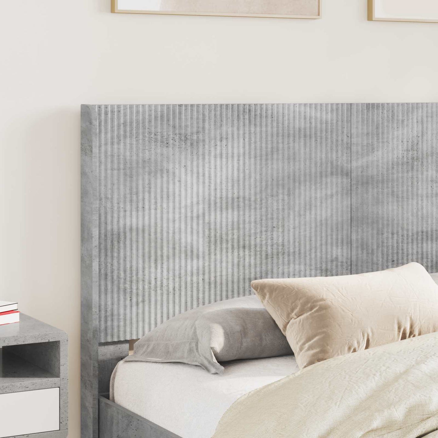 Bed Frame with Storage and Headboard Concrete Grey