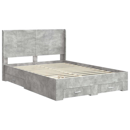 Bed Frame with Storage and Headboard Concrete Grey
