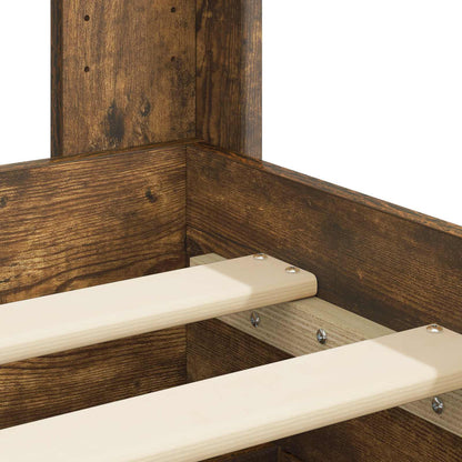 Bed Frame with Storage and Headboard Smoked Oak Engineered Wood