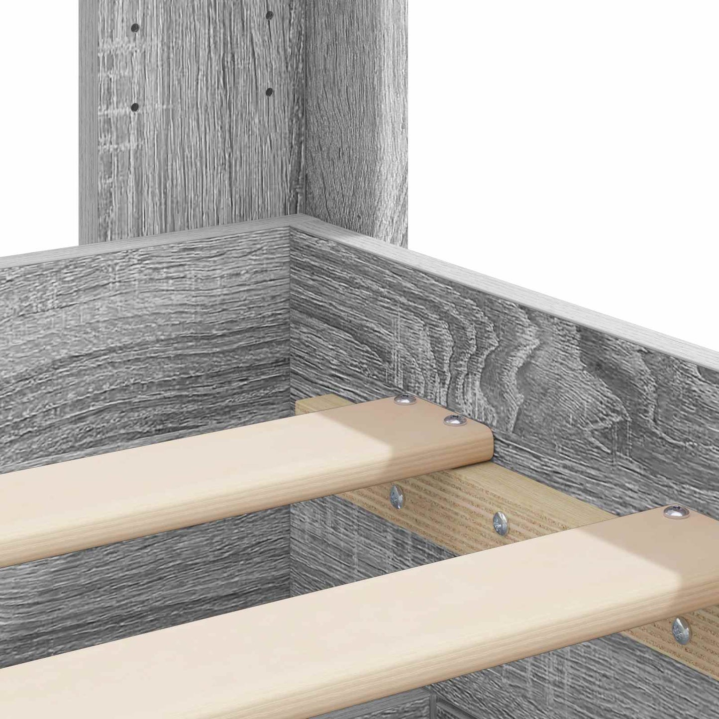 Bed Frame with Storage and Headboard Grey Sonoma