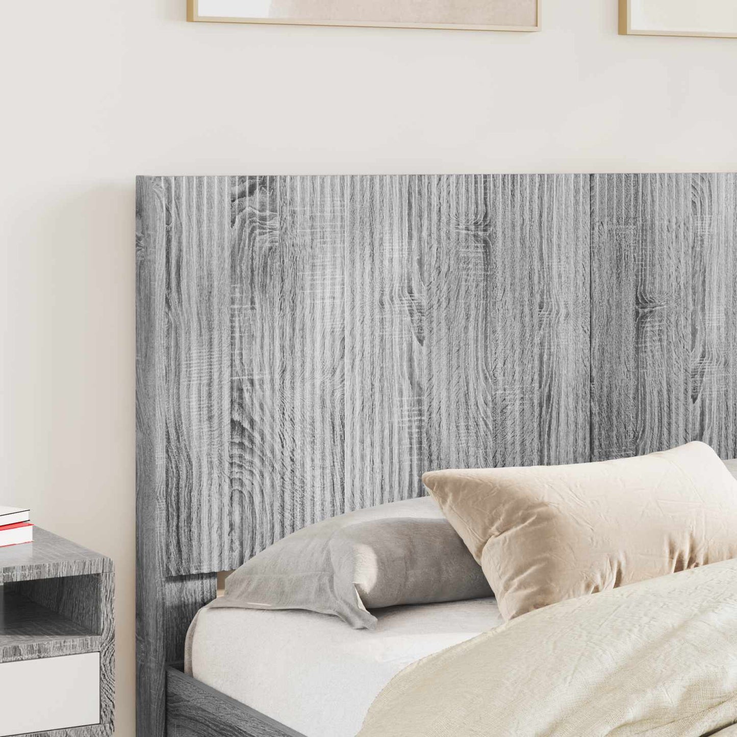 Bed Frame with Storage and Headboard Grey Sonoma