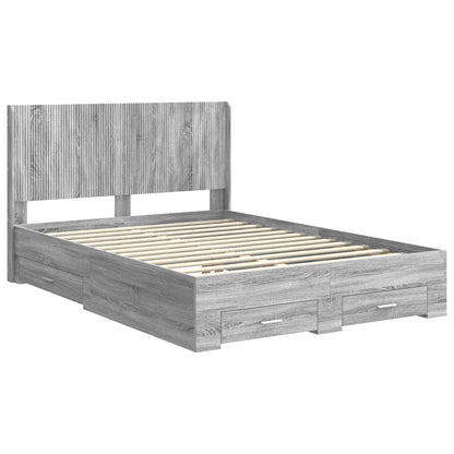 Bed Frame with Storage and Headboard Grey Sonoma