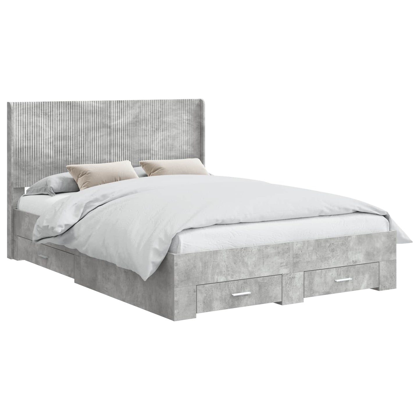 Bed Frame with Storage and Headboard Concrete Grey