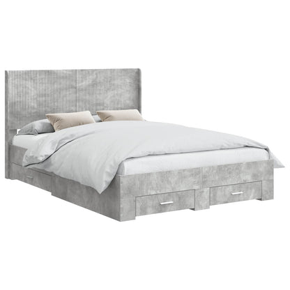 Bed Frame with Storage and Headboard Concrete Grey