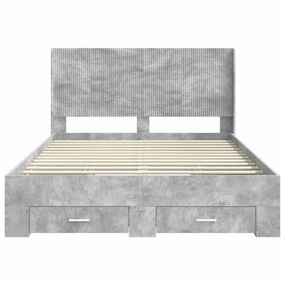 Bed Frame with Storage and Headboard Concrete Grey