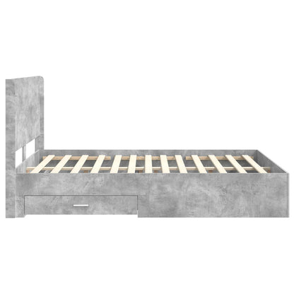 Bed Frame with Storage and Headboard Concrete Grey