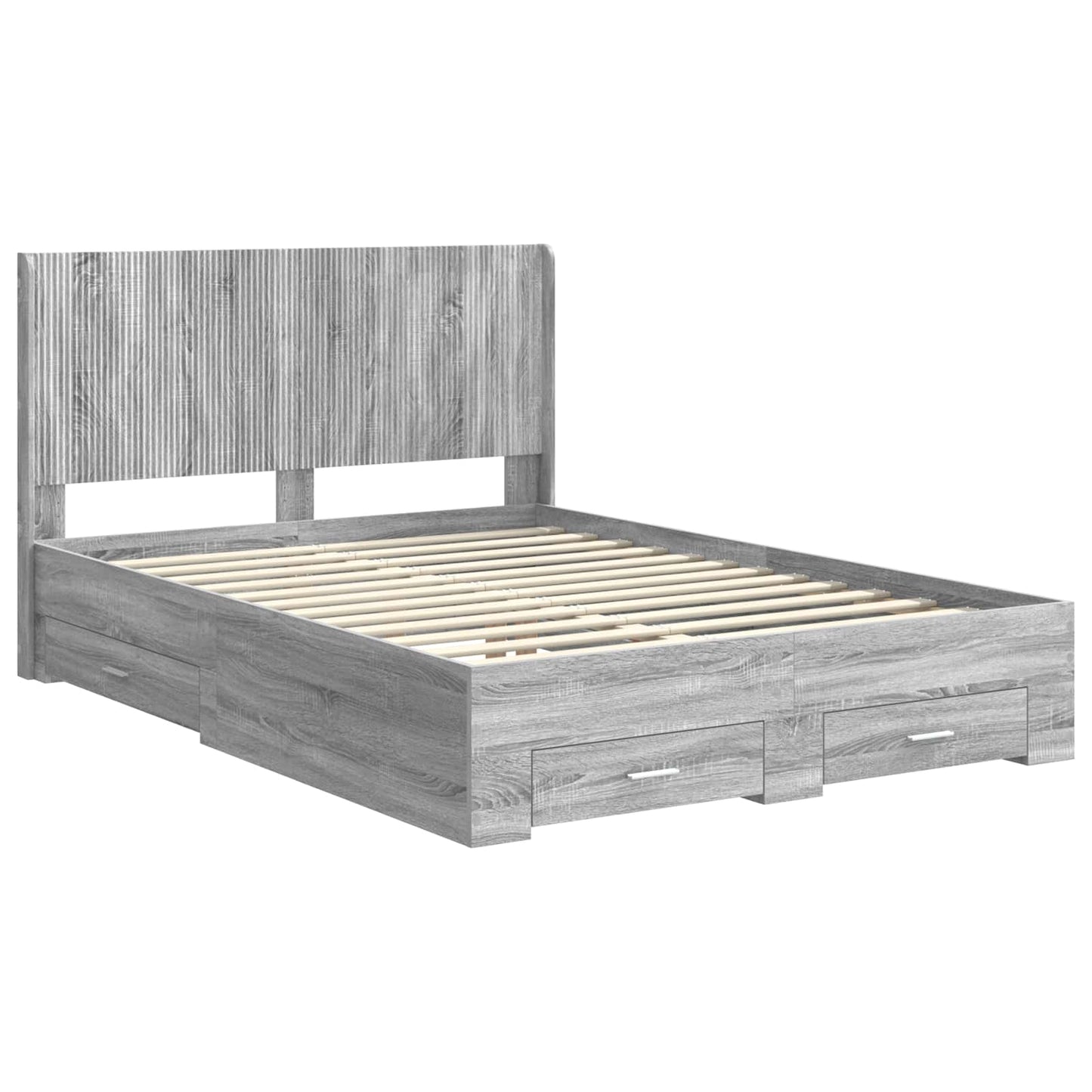 Bed Frame with Storage and Headboard Grey Sonoma