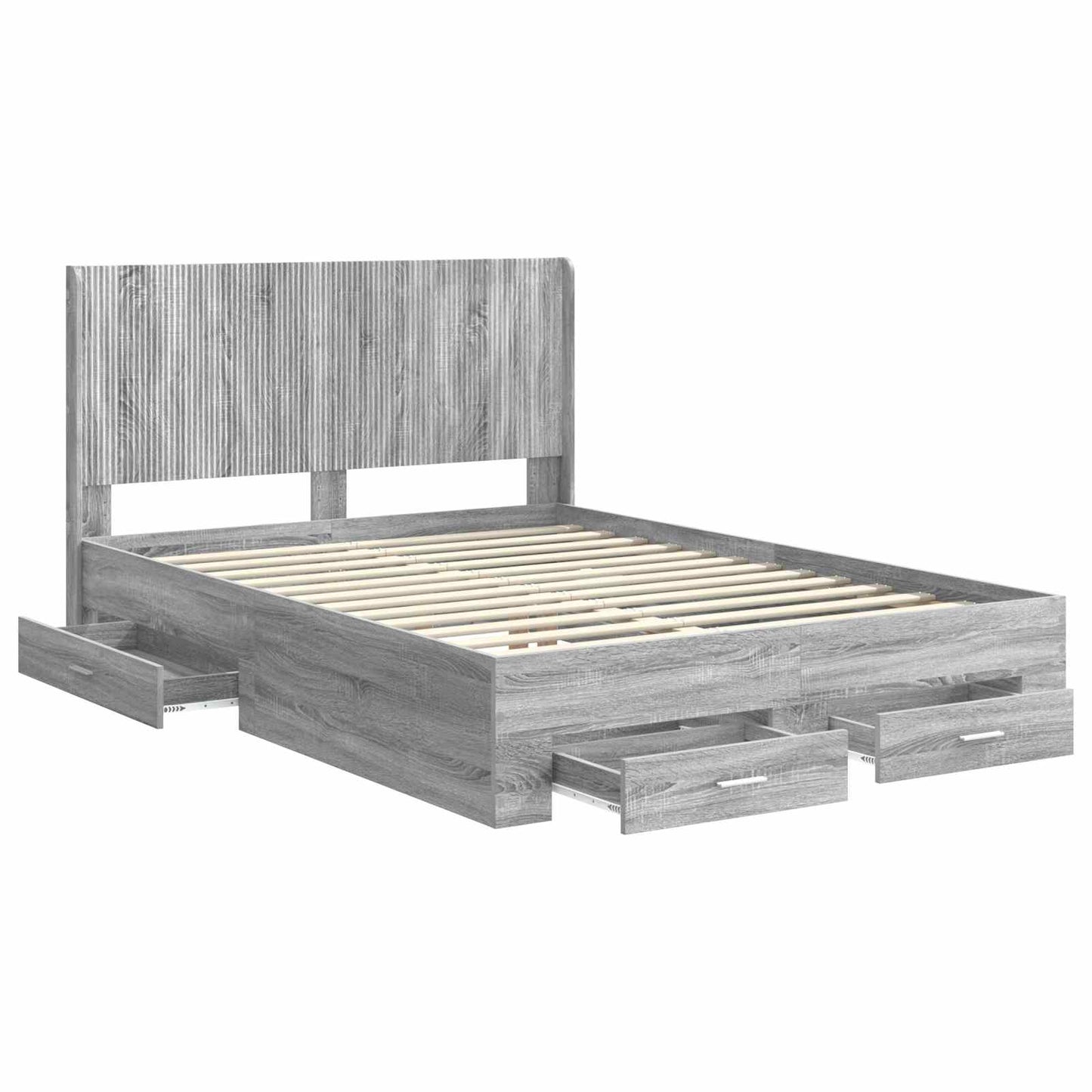 Bed Frame with Storage and Headboard Grey Sonoma