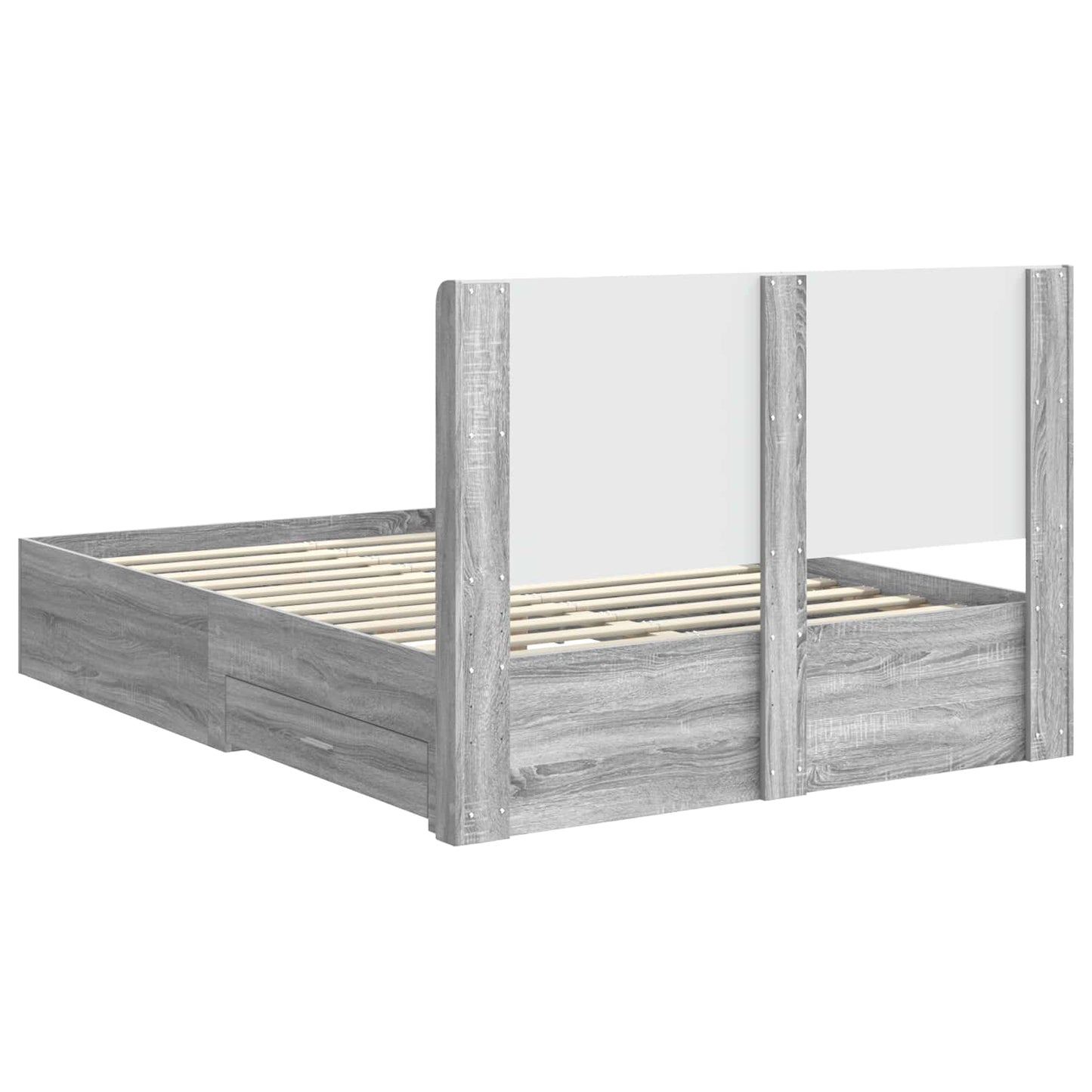 Bed Frame with Storage and Headboard Grey Sonoma
