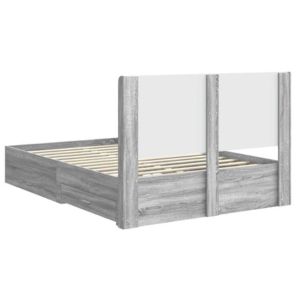 Bed Frame with Storage and Headboard Grey Sonoma