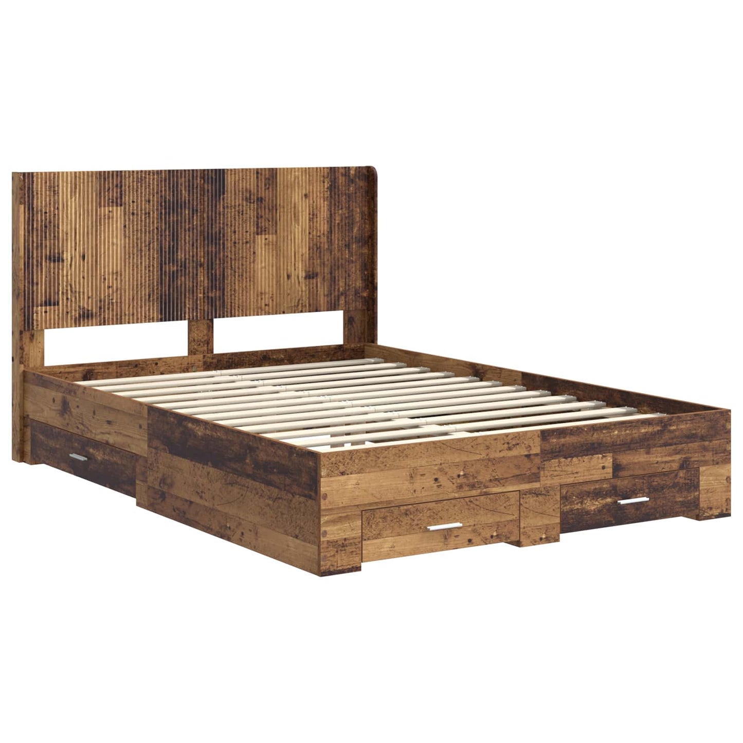 Bed Frame with Storage and Headboard Old wood Engineered Wood