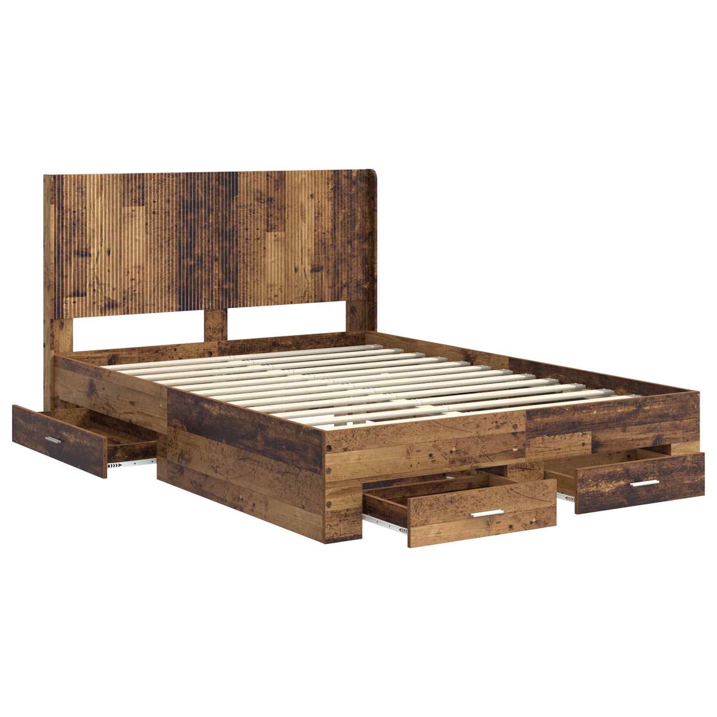 Bed Frame with Storage and Headboard Old wood Engineered Wood