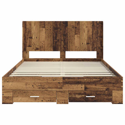 Bed Frame with Storage and Headboard Old wood Engineered Wood
