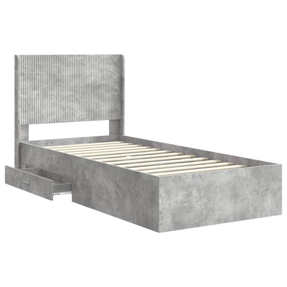 Bed Frame with Storage and Headboard Concrete Grey 100 x 200 cm