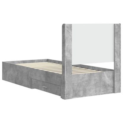 Bed Frame with Storage and Headboard Concrete Grey 100 x 200 cm