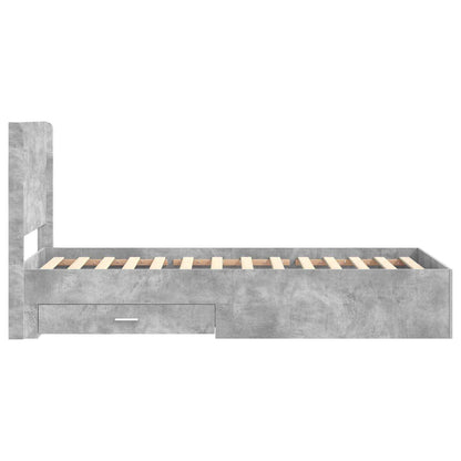 Bed Frame with Storage and Headboard Concrete Grey 100 x 200 cm