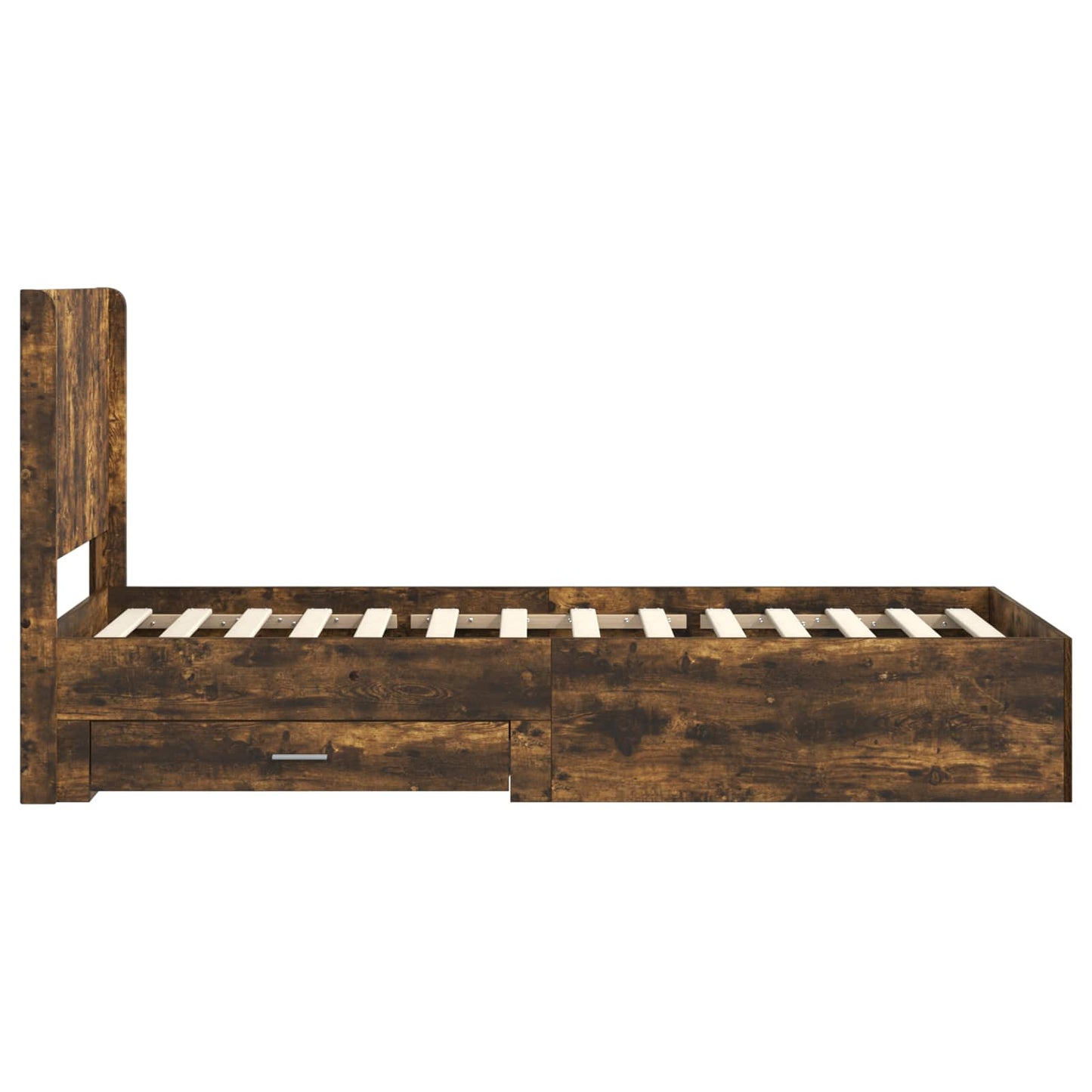 Bed Frame with Storage and Headboard Smoked Oak 100 x 200 cm