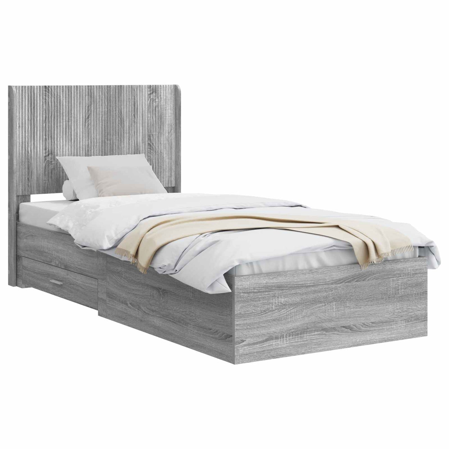 Bed Frame with Storage and Headboard Grey Sonoma 100 x 200 cm
