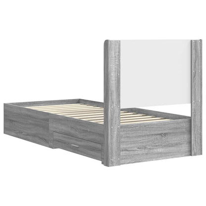 Bed Frame with Storage and Headboard Grey Sonoma 100 x 200 cm