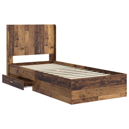 Bed Frame with Storage and Headboard Old Wood 100 x 200 cm