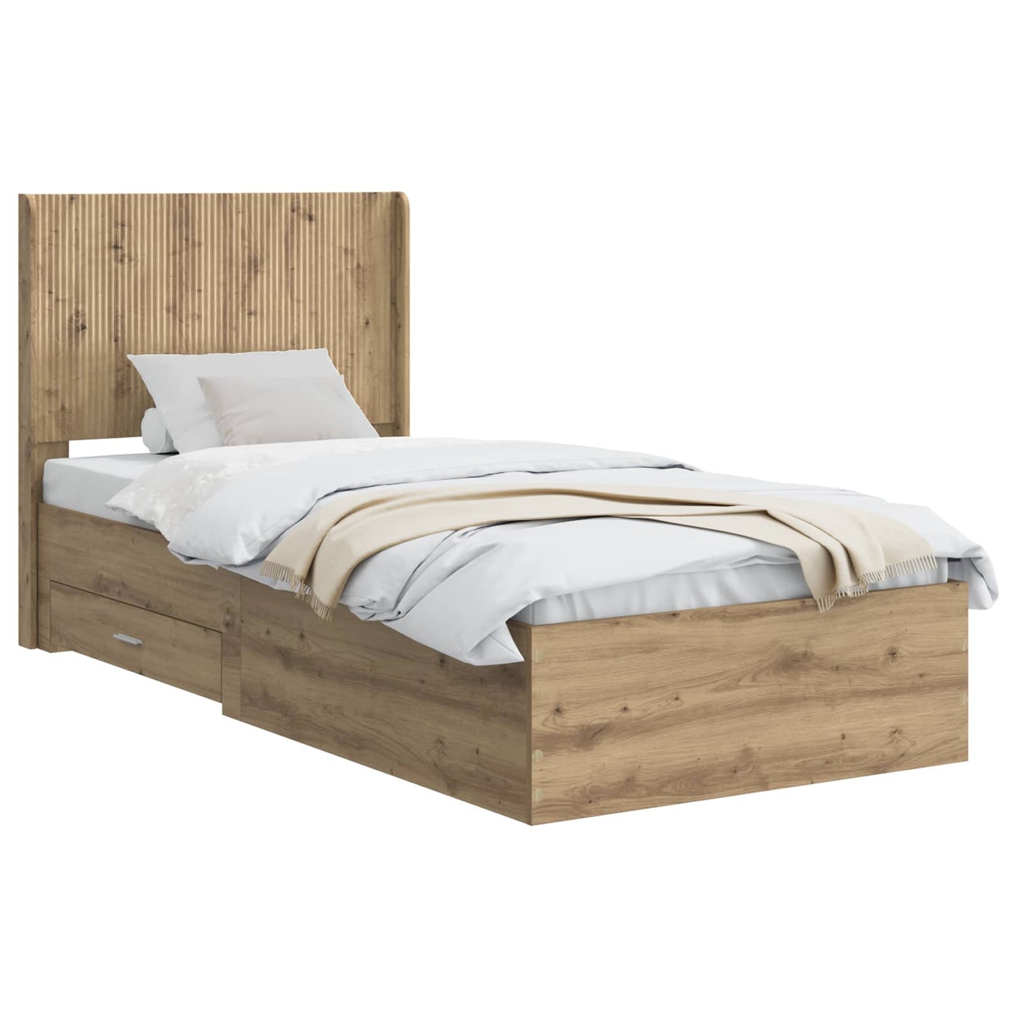 Bed Frame with Storage and Headboard Artisan Oak 100 x 200 cm