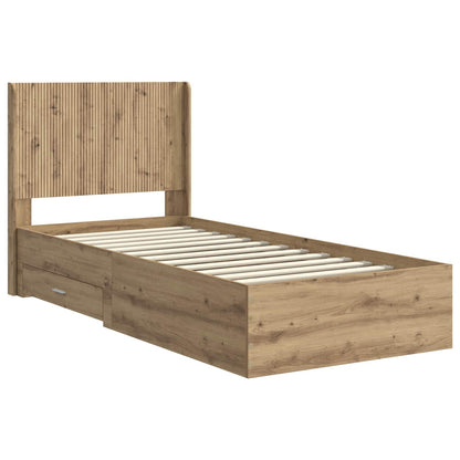 Bed Frame with Storage and Headboard Artisan Oak 100 x 200 cm