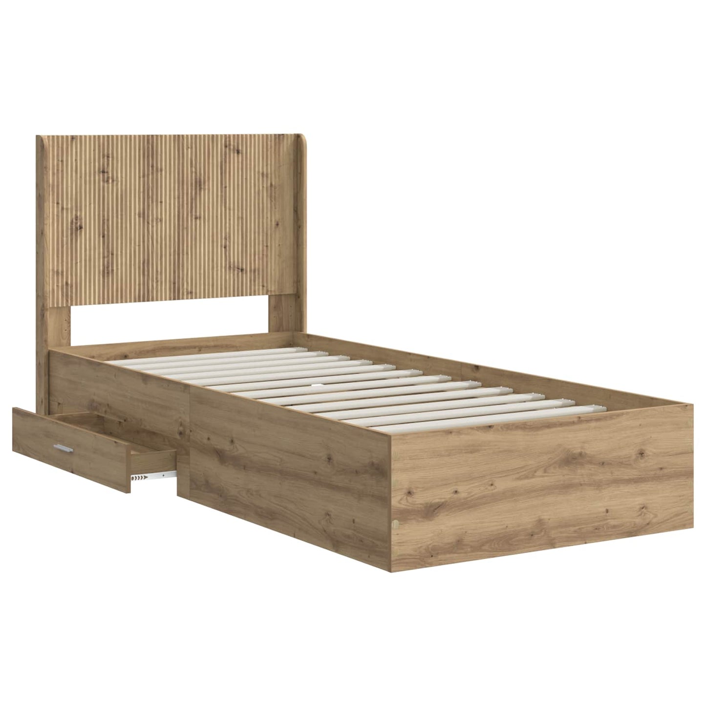 Bed Frame with Storage and Headboard Artisan Oak 100 x 200 cm