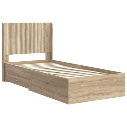 Bed Frame with Storage and Headboard Sonoma Oak Engineered Wood