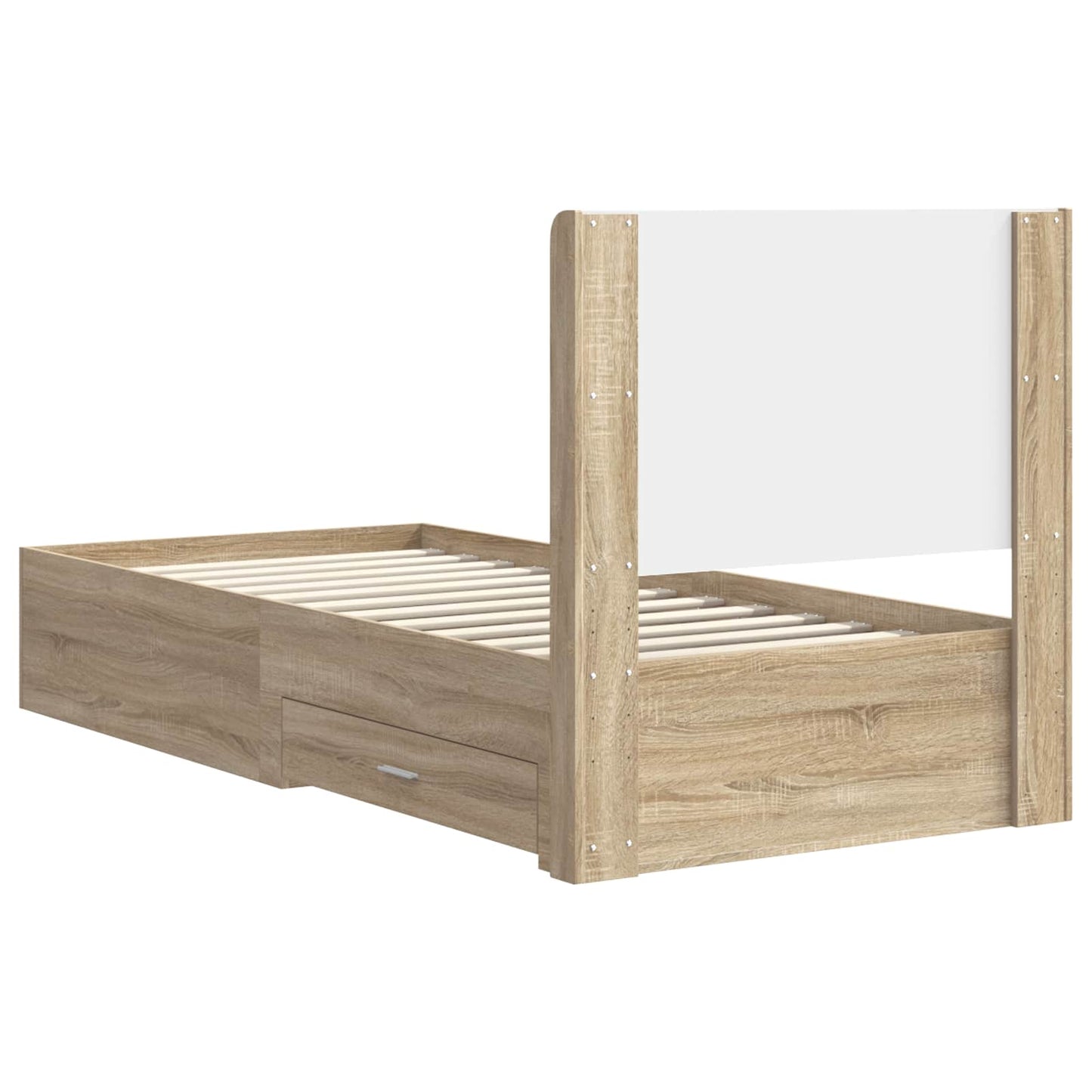 Bed Frame with Storage and Headboard Sonoma Oak Engineered Wood