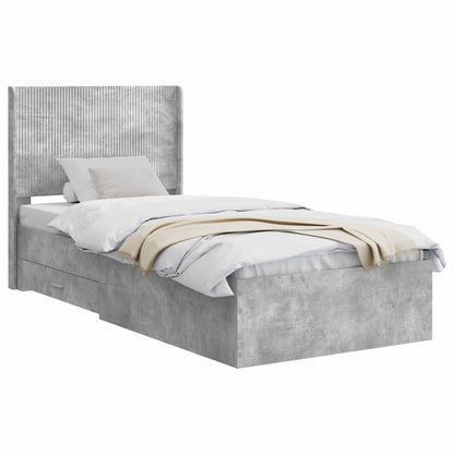 Bed Frame with Storage and Headboard Concrete Grey 90 x 200 cm
