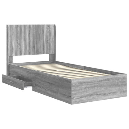 Bed Frame with Storage and Headboard Grey Sonoma