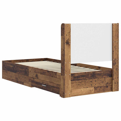 Bed Frame with Storage and Headboard Old Wood 90 x 200 cm