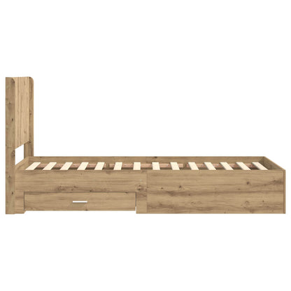 Bed Frame with Storage and Headboard Artisan Oak